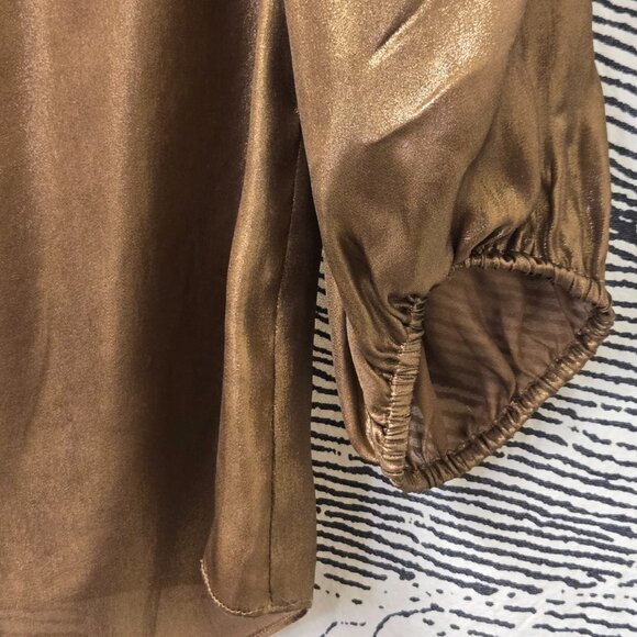 Per Se 100% Silk Metallic Cowl Neck Blouse - Picture 5 of 6